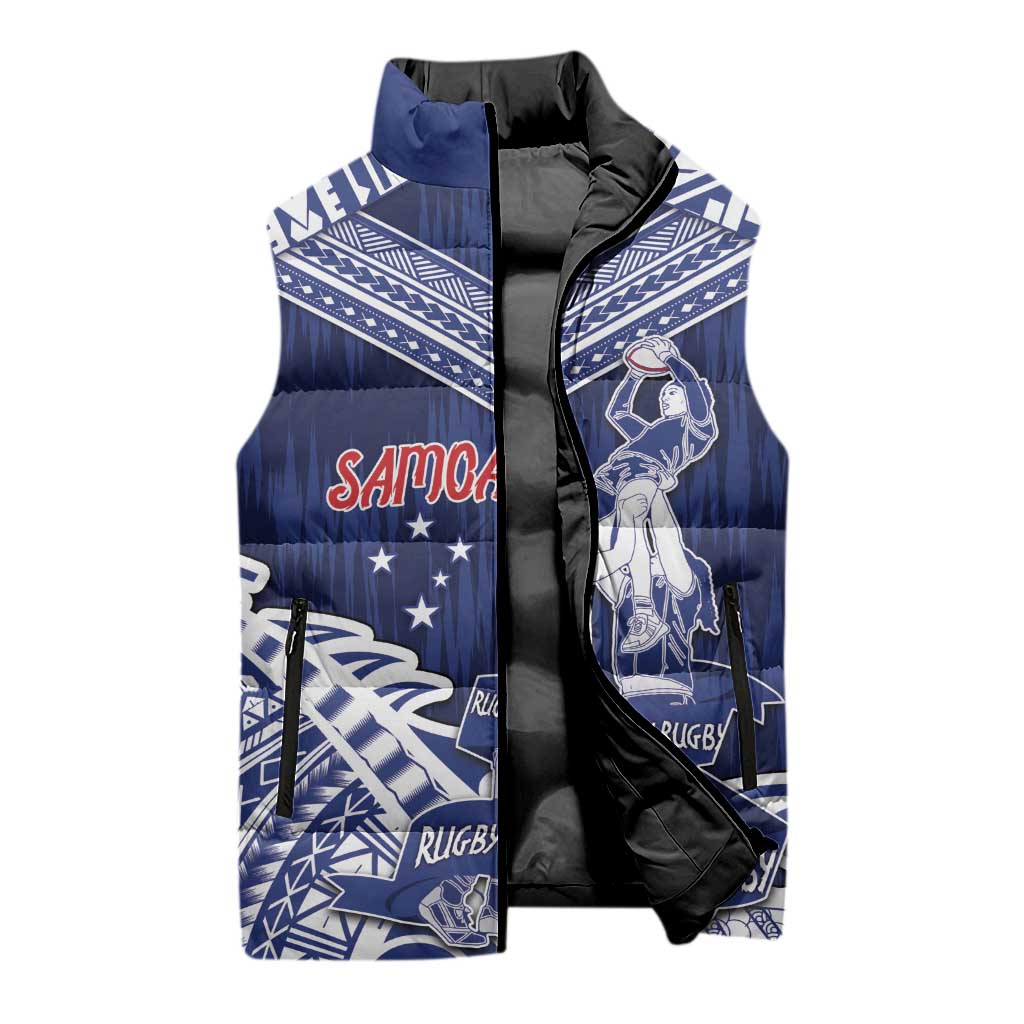 Personalised Samoa Rugby Sleeveless Puffer Jacket Pacific Warrior Glory DT05 - Polynesian Pride
