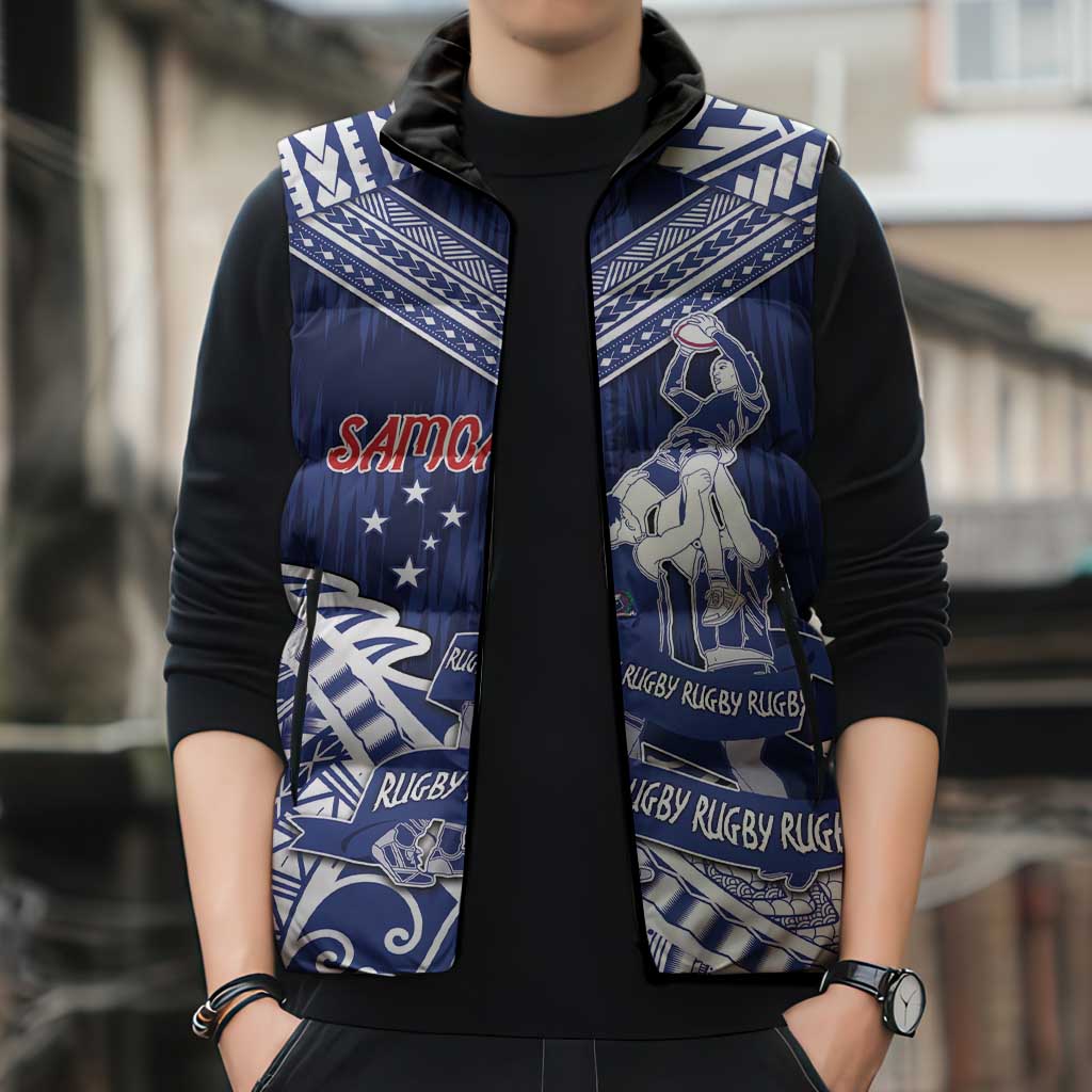 Personalised Samoa Rugby Sleeveless Puffer Jacket Pacific Warrior Glory DT05 - Polynesian Pride