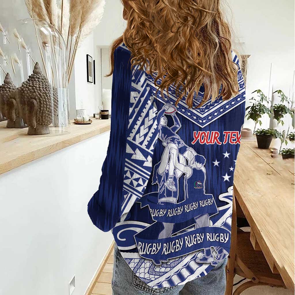 Personalised Samoa Rugby Women Casual Shirt Pacific Warrior Glory - Polynesian Pride