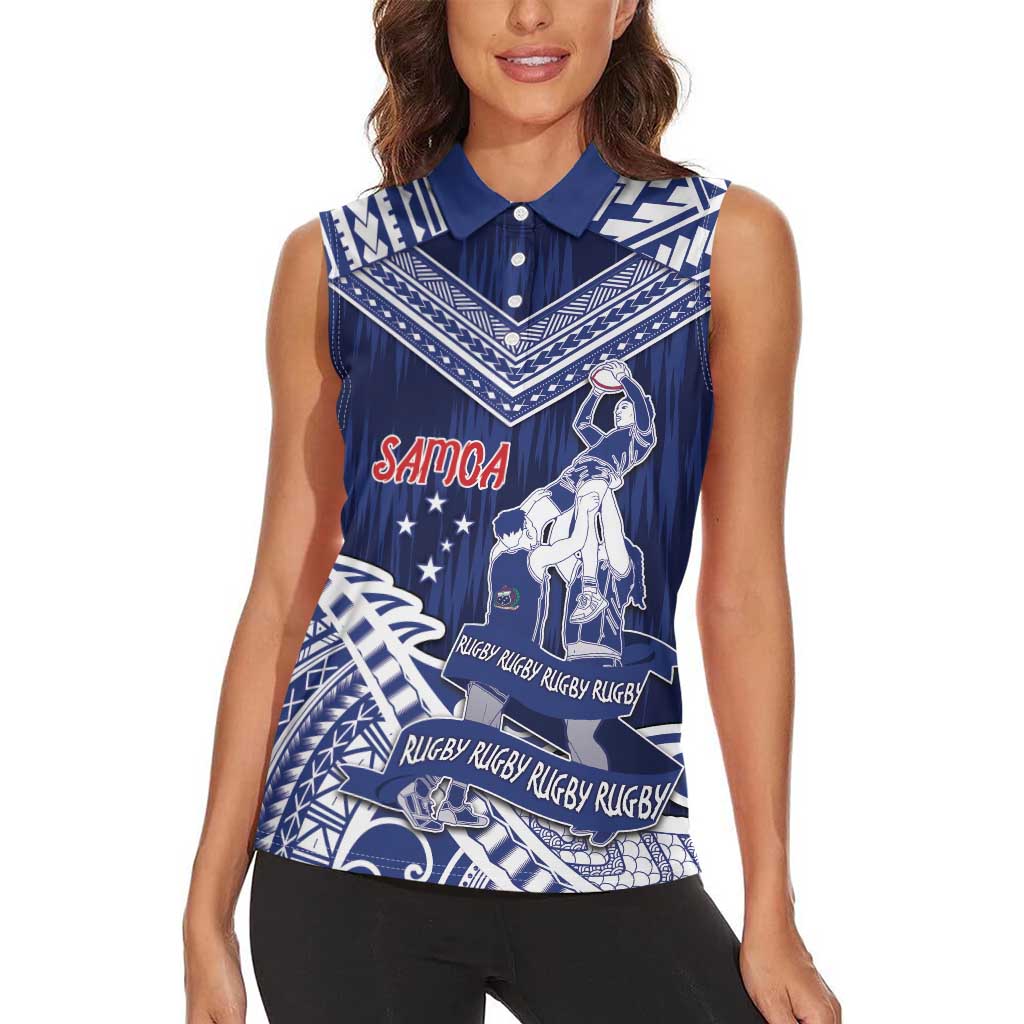 Personalised Samoa Rugby Women Sleeveless Polo Shirt Pacific Warrior Glory DT05 - Polynesian Pride