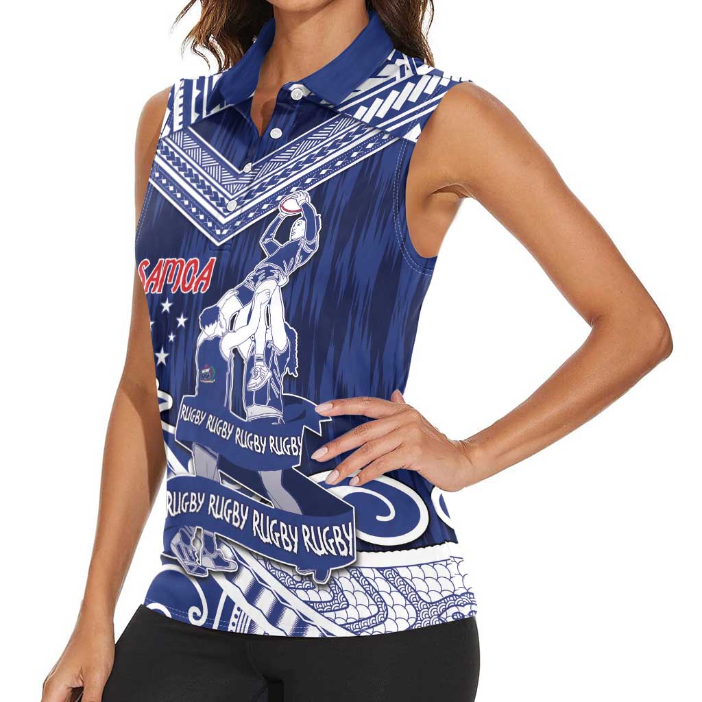 Personalised Samoa Rugby Women Sleeveless Polo Shirt Pacific Warrior Glory DT05 - Polynesian Pride