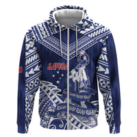 Personalised Samoa Rugby Zip Hoodie Pacific Warrior Glory DT05 Zip Hoodie Navy - Polynesian Pride