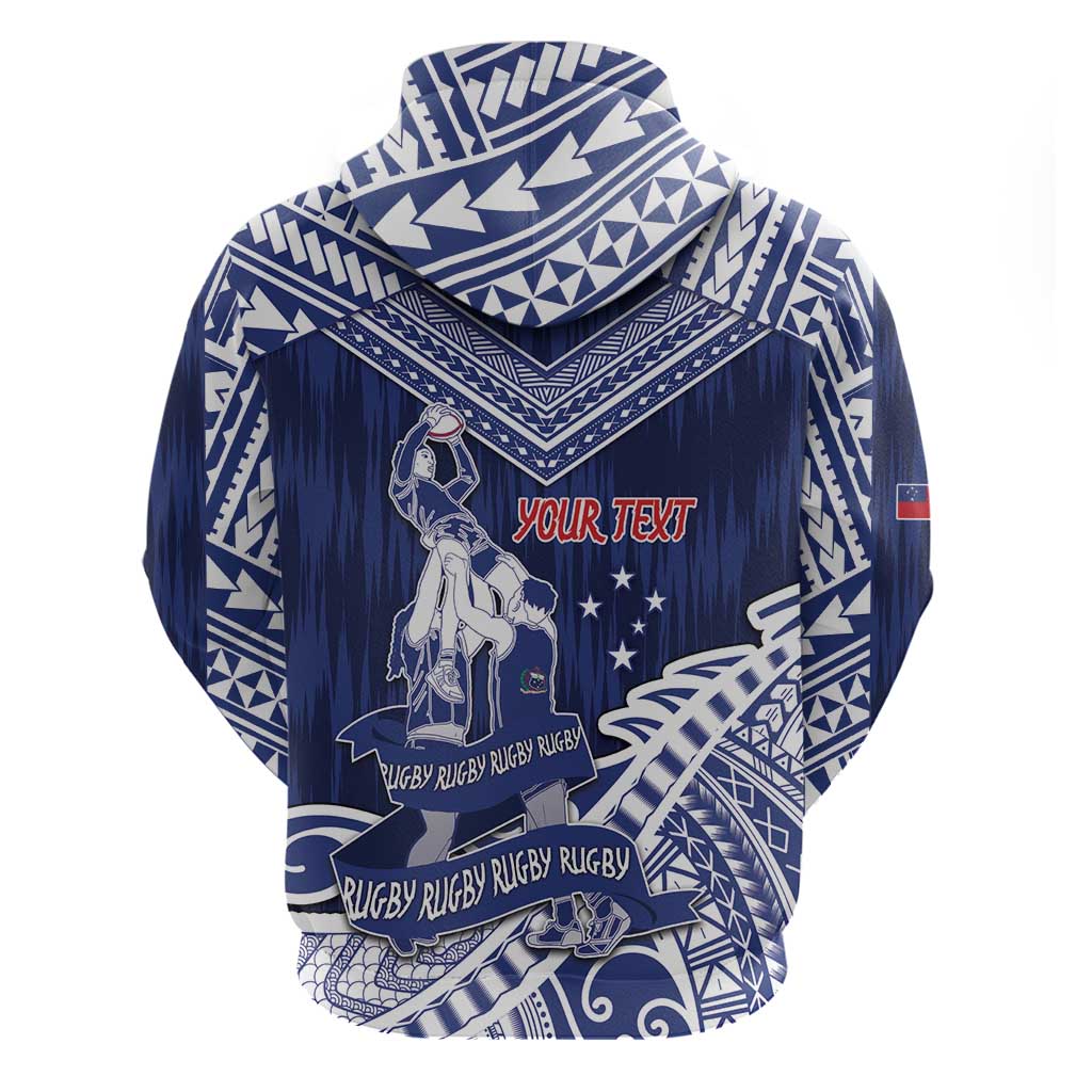 Personalised Samoa Rugby Zip Hoodie Pacific Warrior Glory DT05 - Polynesian Pride
