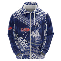 Personalised Samoa Rugby Zip Hoodie Pacific Warrior Glory DT05 - Polynesian Pride