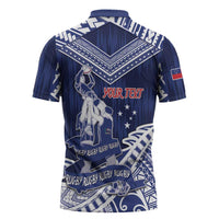 Personalised Samoa Rugby Zipper Polo Shirt Pacific Warrior Glory DT05 - Polynesian Pride