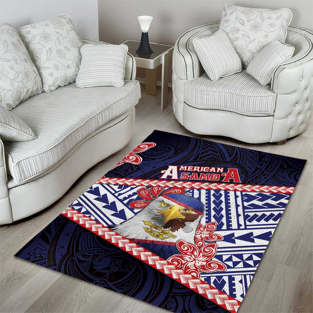 American Samoa Area Rug Bald Eagle With Polynesian Pattern DT05 - Polynesian Pride