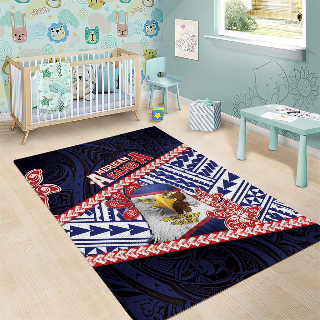 American Samoa Area Rug Bald Eagle With Polynesian Pattern DT05 - Polynesian Pride