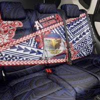 American Samoa Back Car Seat Cover Bald Eagle With Polynesian Pattern - Polynesian Pride