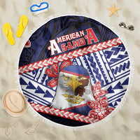 American Samoa Beach Blanket Bald Eagle With Polynesian Pattern - Polynesian Pride