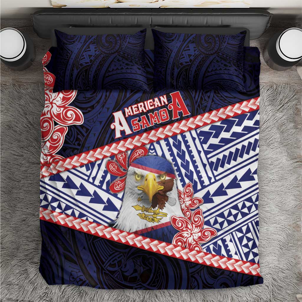 American Samoa Bedding Set Bald Eagle With Polynesian Pattern - Polynesian Pride