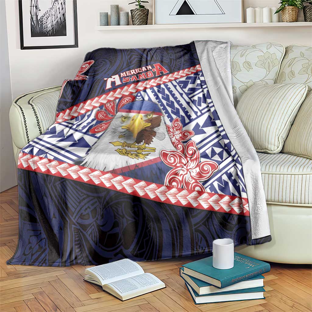 American Samoa Blanket Bald Eagle With Polynesian Pattern - Polynesian Pride