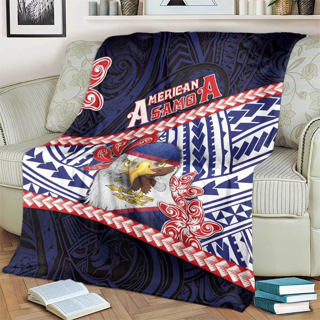 American Samoa Blanket Bald Eagle With Polynesian Pattern - Polynesian Pride