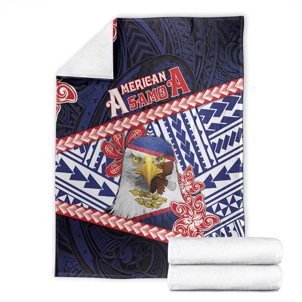 American Samoa Blanket Bald Eagle With Polynesian Pattern - Polynesian Pride