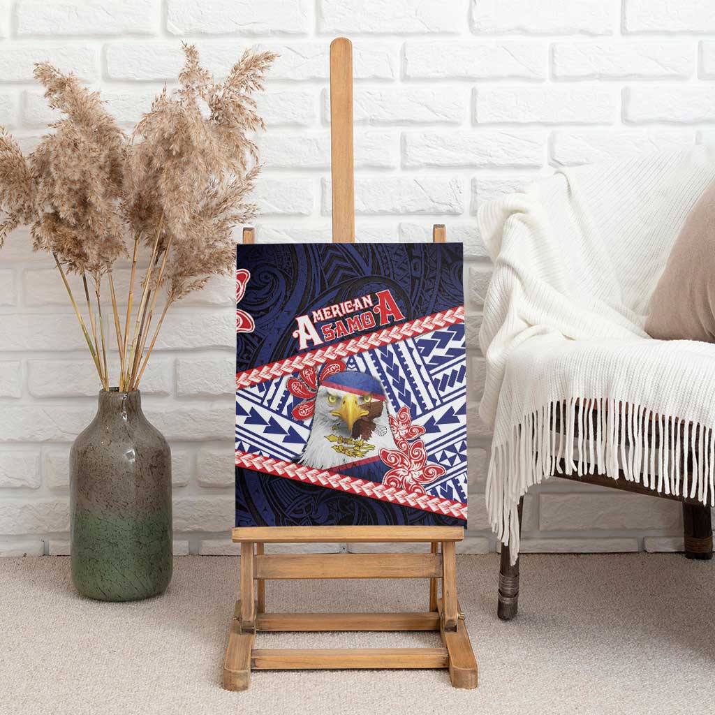 American Samoa Canvas Wall Art Bald Eagle With Polynesian Pattern - Polynesian Pride