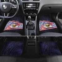 American Samoa Car Mats Bald Eagle With Polynesian Pattern DT05 Set 4pcs Navy - Polynesian Pride
