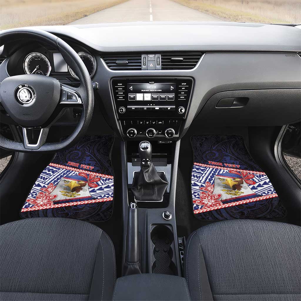 American Samoa Car Mats Bald Eagle With Polynesian Pattern DT05 Set 2pcs - Front Navy - Polynesian Pride
