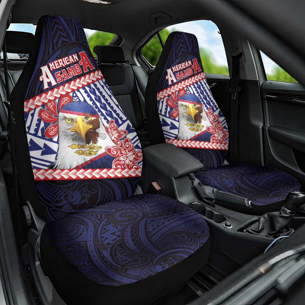 American Samoa Car Seat Cover Bald Eagle With Polynesian Pattern - Polynesian Pride