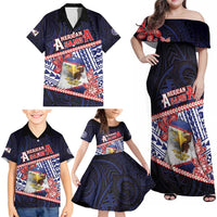 Personalized American Samoa Family Matching Off Shoulder Maxi Dress and Hawaiian Shirt Bald Eagle With Polynesian Pattern - Polynesian Pride