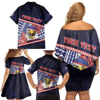 Personalized American Samoa Family Matching Off Shoulder Short Dress and Hawaiian Shirt Bald Eagle With Polynesian Pattern - Polynesian Pride