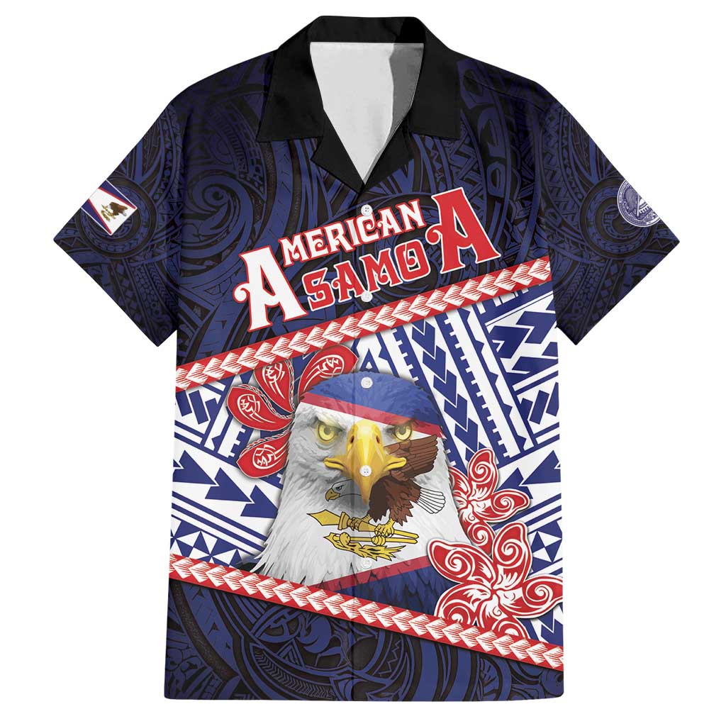 Personalized American Samoa Family Matching Off Shoulder Short Dress and Hawaiian Shirt Bald Eagle With Polynesian Pattern - Polynesian Pride