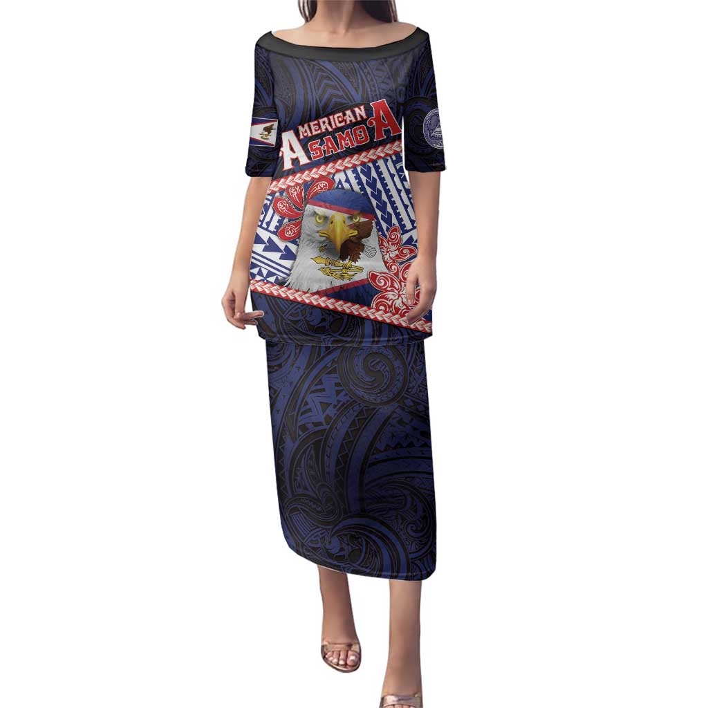 Personalized American Samoa Family Matching Puletasi and Hawaiian Shirt Bald Eagle With Polynesian Pattern - Polynesian Pride