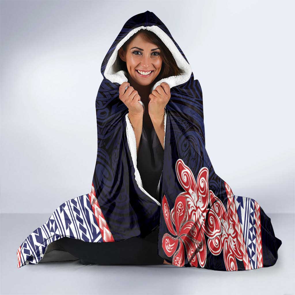 American Samoa Hooded Blanket Bald Eagle With Polynesian Pattern - Polynesian Pride