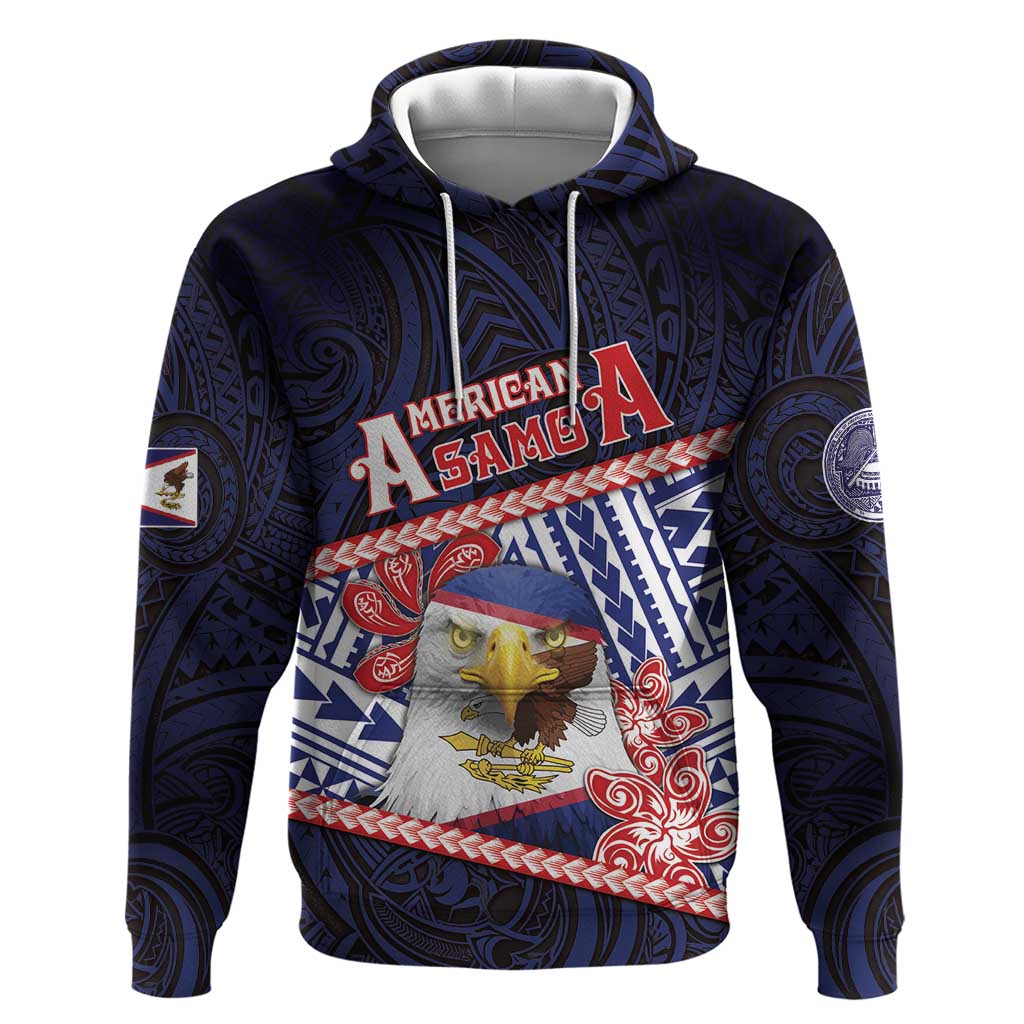 Personalized American Samoa Hoodie Bald Eagle With Polynesian Pattern - Polynesian Pride