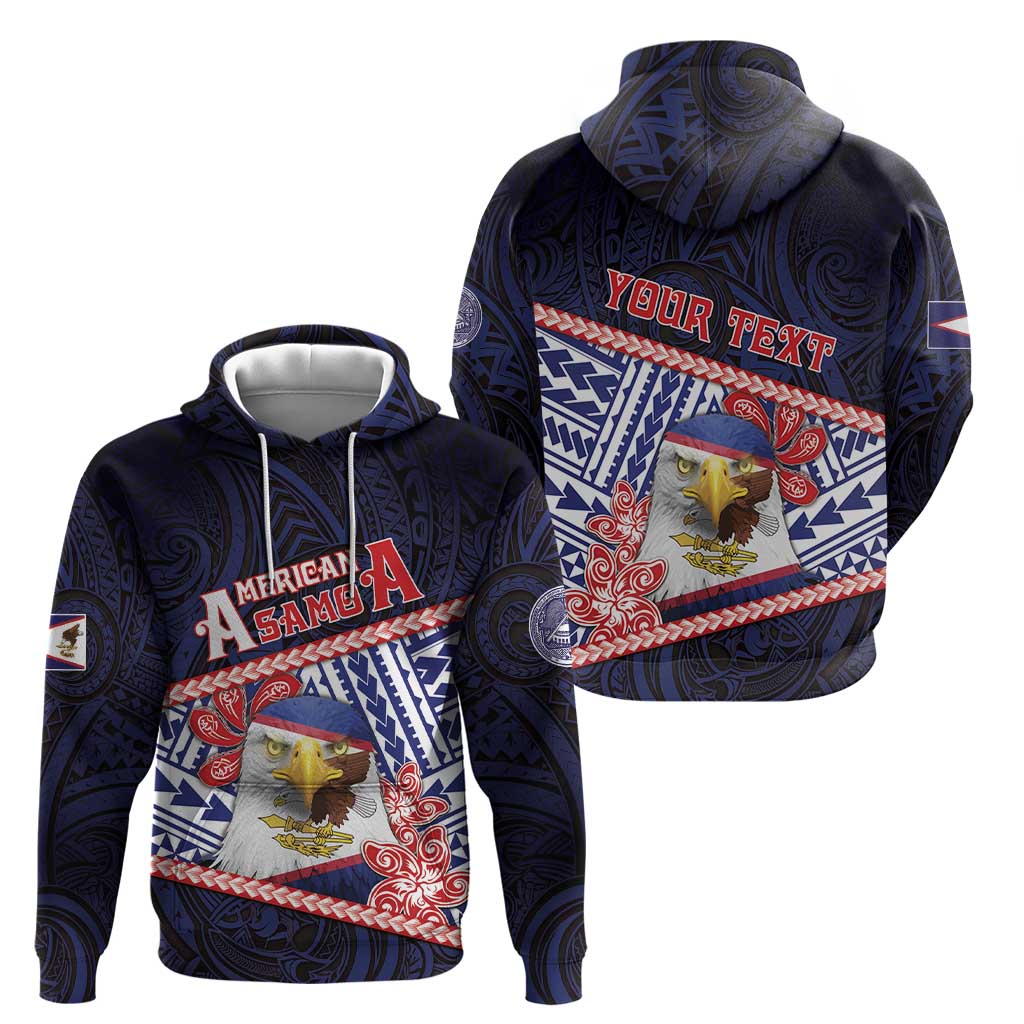 Personalized American Samoa Hoodie Bald Eagle With Polynesian Pattern - Polynesian Pride