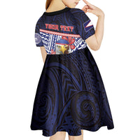 Personalized American Samoa Kid Short Sleeve Dress Bald Eagle With Polynesian Pattern DT05 - Polynesian Pride
