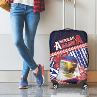 American Samoa Luggage Cover Bald Eagle With Polynesian Pattern - Polynesian Pride