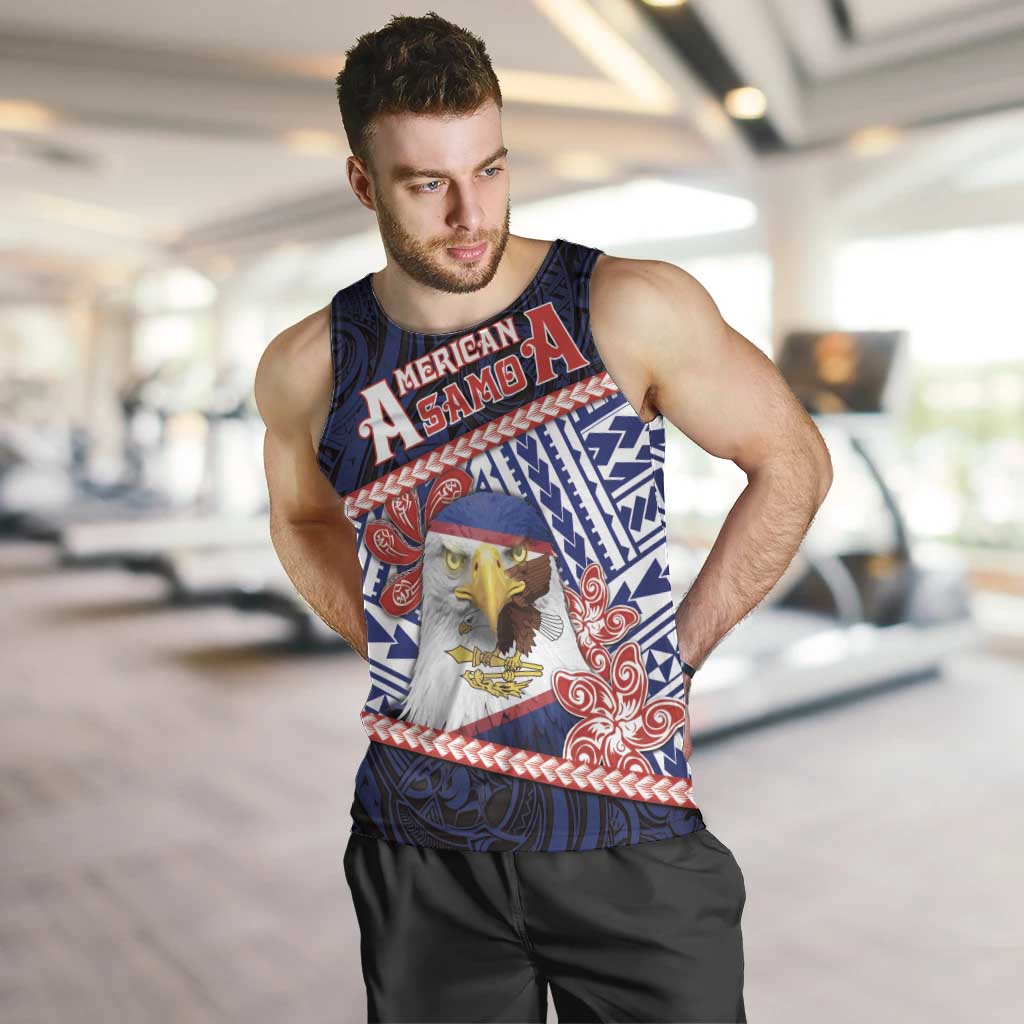 Personalized American Samoa Men Tank Top Bald Eagle With Polynesian Pattern DT05 Navy - Polynesian Pride