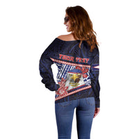 Personalized American Samoa Off Shoulder Sweater Bald Eagle With Polynesian Pattern DT05 - Polynesian Pride