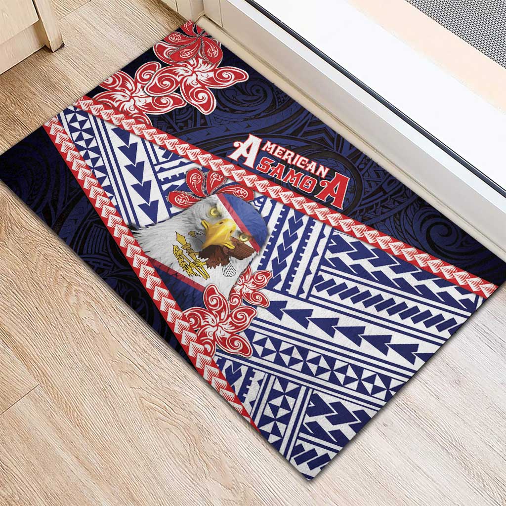 American Samoa Rubber Doormat Bald Eagle With Polynesian Pattern - Polynesian Pride