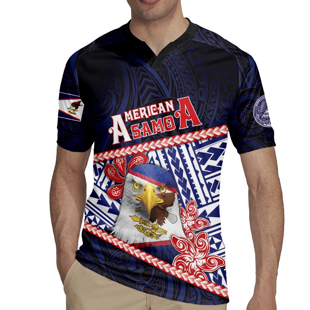Personalized American Samoa Rugby Jersey Bald Eagle With Polynesian Pattern - Polynesian Pride