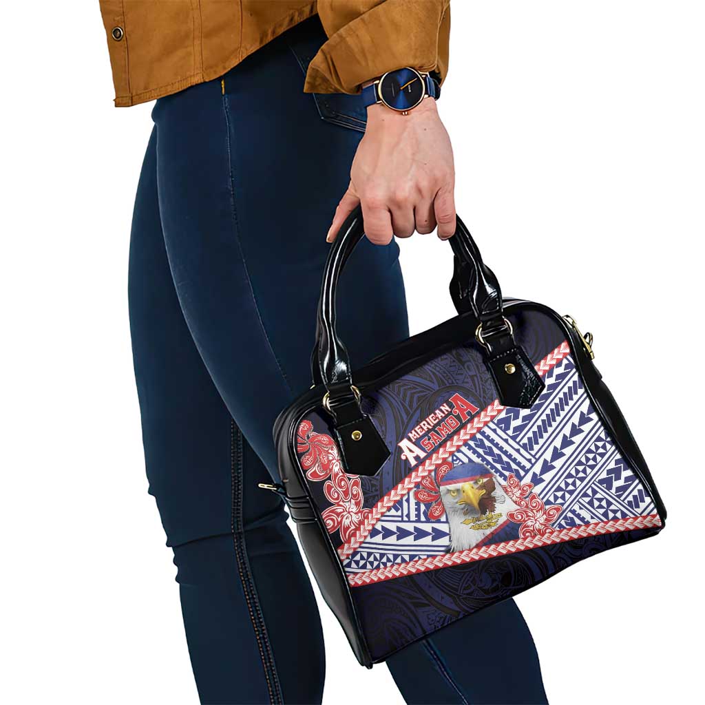 American Samoa Shoulder Handbag Bald Eagle With Polynesian Pattern - Polynesian Pride