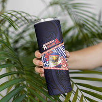Personalized American Samoa Skinny Tumbler Bald Eagle With Polynesian Pattern DT05 - Polynesian Pride