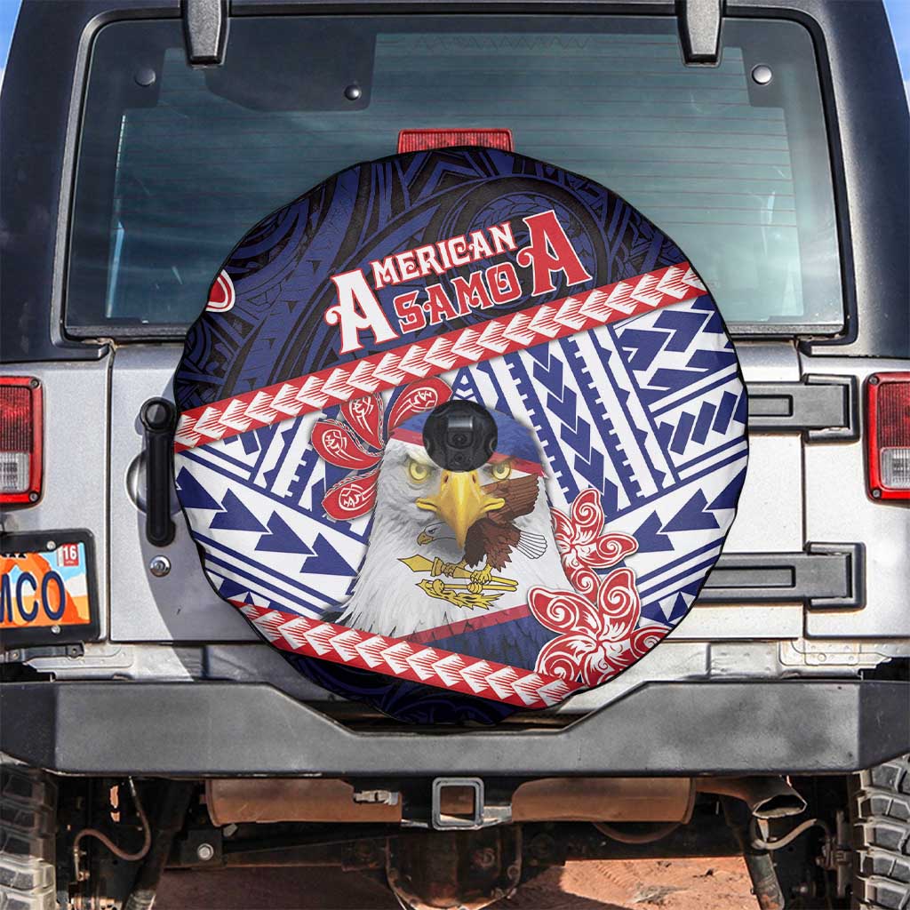 American Samoa Spare Tire Cover Bald Eagle With Polynesian Pattern - Polynesian Pride