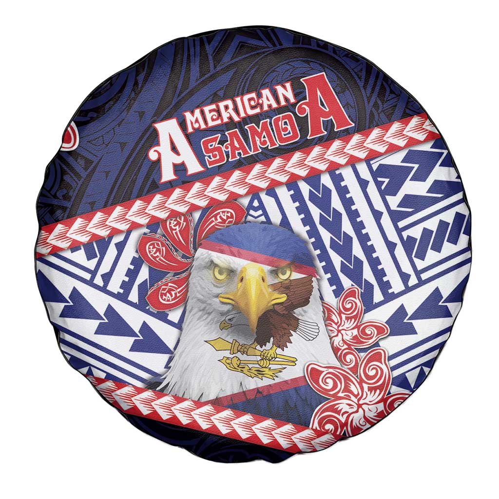 American Samoa Spare Tire Cover Bald Eagle With Polynesian Pattern - Polynesian Pride