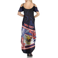 Personalized American Samoa Summer Maxi Dress Bald Eagle With Polynesian Pattern - Polynesian Pride