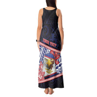 Personalized American Samoa Tank Maxi Dress Bald Eagle With Polynesian Pattern - Polynesian Pride