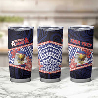 Personalized American Samoa Tumbler Cup Bald Eagle With Polynesian Pattern - Polynesian Pride