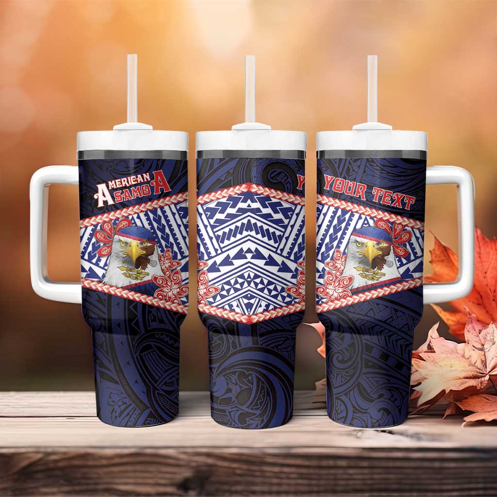 Personalized American Samoa Tumbler With Handle Bald Eagle With Polynesian Pattern DT05 - Polynesian Pride
