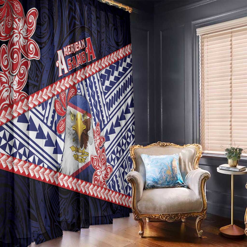 American Samoa Window Curtain Bald Eagle With Polynesian Pattern DT05 - Polynesian Pride