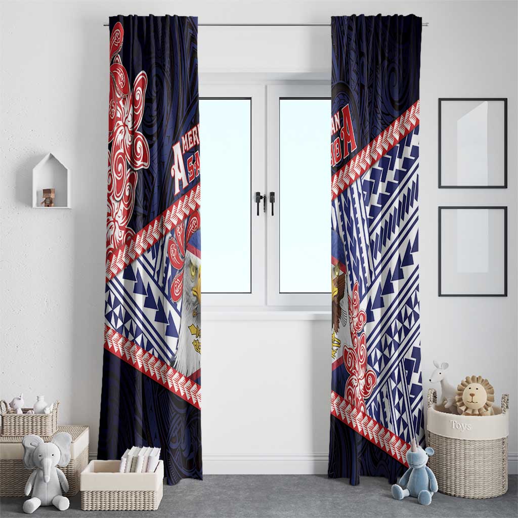 American Samoa Window Curtain Bald Eagle With Polynesian Pattern DT05 - Polynesian Pride