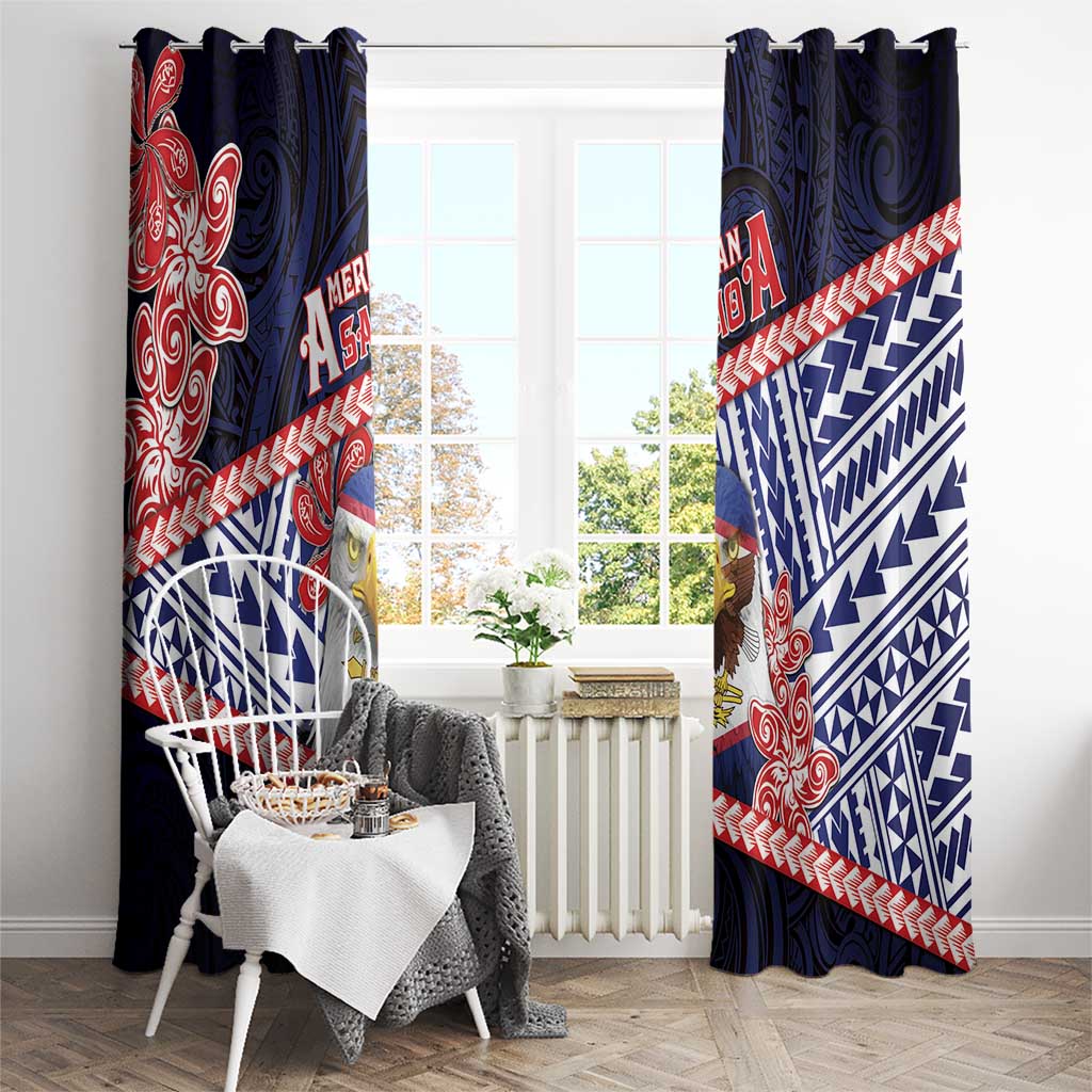 American Samoa Window Curtain Bald Eagle With Polynesian Pattern DT05 - Polynesian Pride
