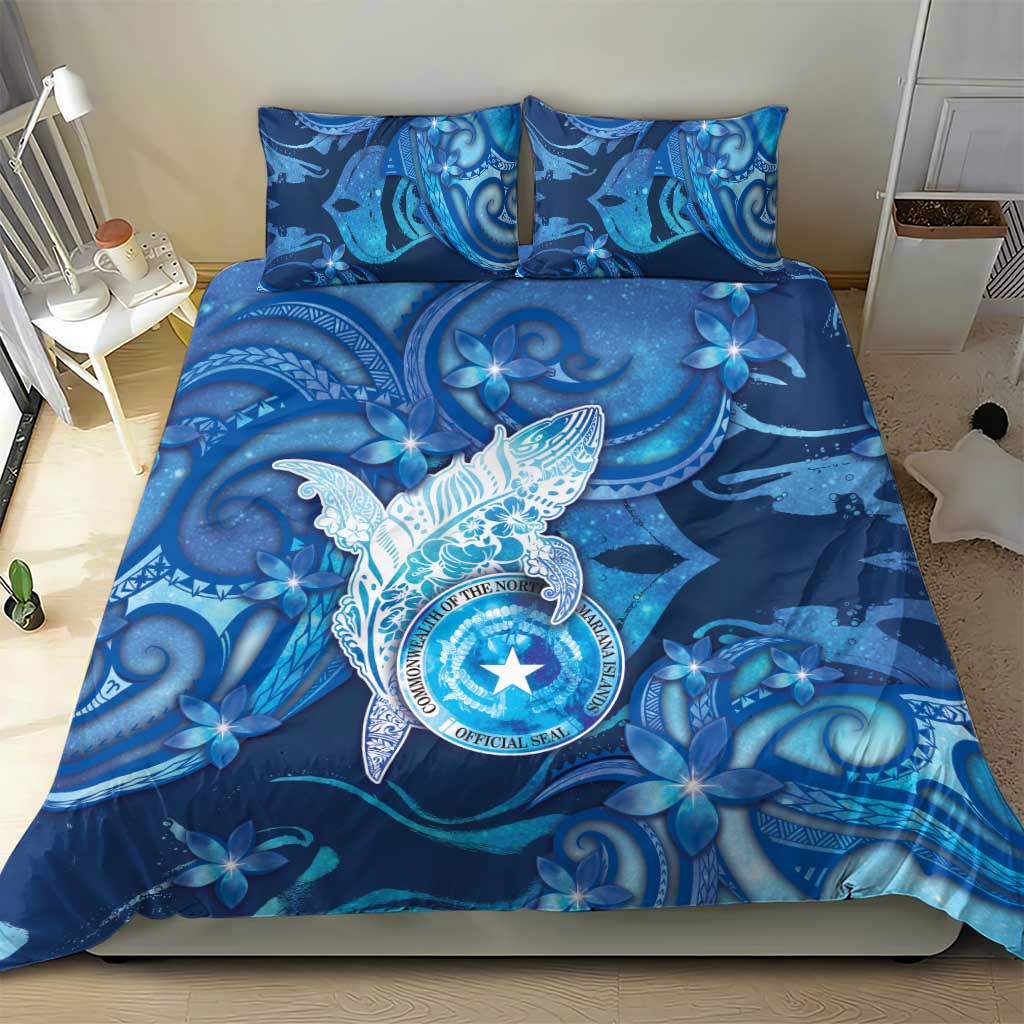 Northern Mariana Islands Bedding Set Galaxy Polynesian Shark Tattoo - Polynesian Pride