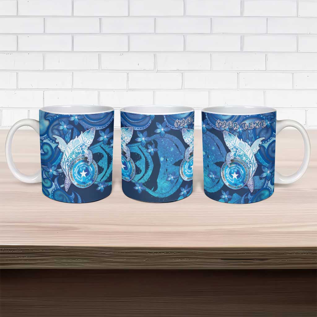 Personalised Northern Mariana Islands Ceramic Mug Galaxy Polynesian Shark Tattoo - Polynesian Pride