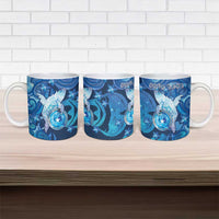 Personalised Northern Mariana Islands Ceramic Mug Galaxy Polynesian Shark Tattoo - Polynesian Pride