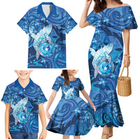 Personalised Northern Mariana Islands Family Matching Mermaid Dress and Hawaiian Shirt Galaxy Polynesian Shark Tattoo - Polynesian Pride