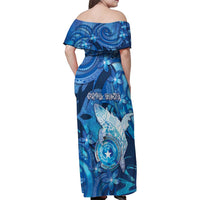 Personalised Northern Mariana Islands Family Matching Off Shoulder Maxi Dress and Hawaiian Shirt Galaxy Polynesian Shark Tattoo - Polynesian Pride